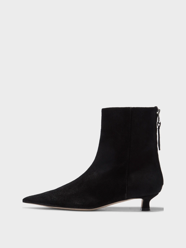 Aeyde | ZOE Black Suede Kitten Heel Ankle Boot