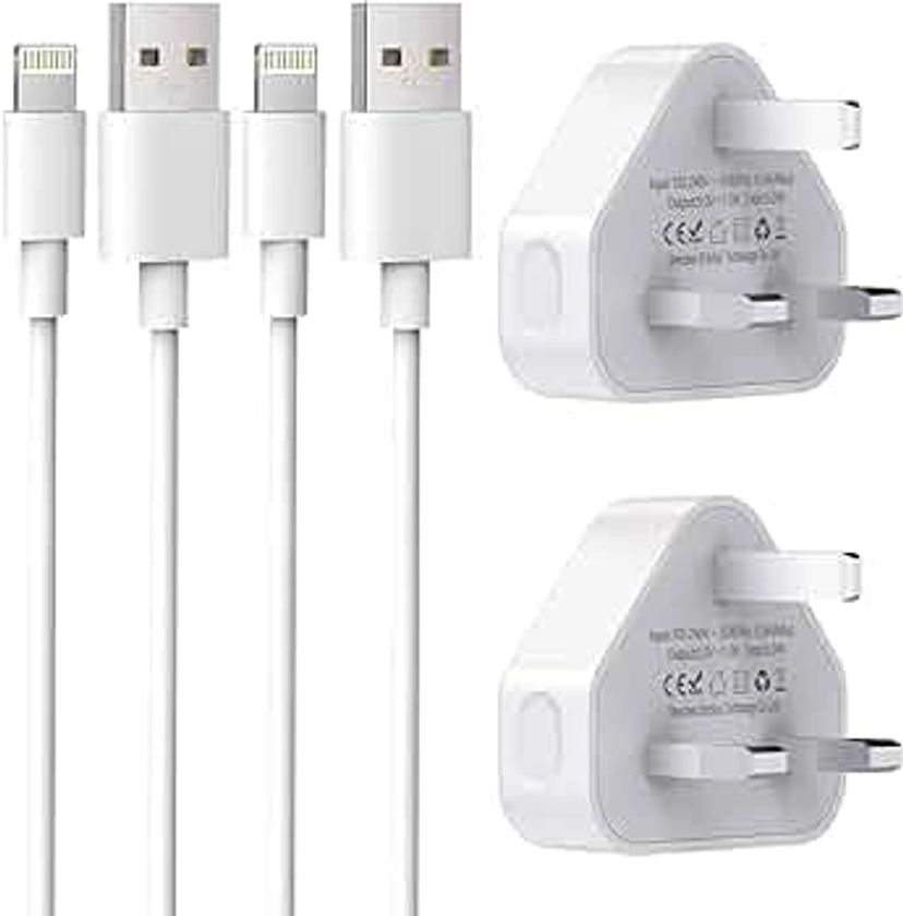 Amoner iPhone Charger Cable, MFi Certified 2+2Pack 1M Fast Charging Lightning Cable with USB Wall Charger Plug Adapter, Compatible with iPhone 14/13/12/11 Pro Max/XS Max/XR/X/8,AirPod,iPod and More