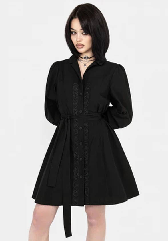 Letavia Embroidered Mini Shirt Dress