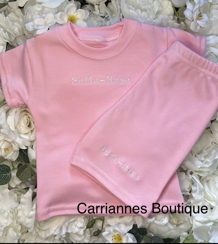 Children’s personalised pink short set - Carrianne's Boutique