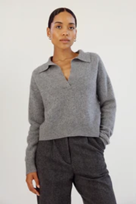 Kaia Collar Sweater, grey