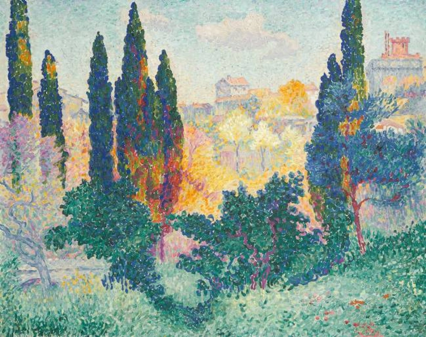 Les cyprès à Cagnes de Henri-Edmond Cross - Reproduction tableau