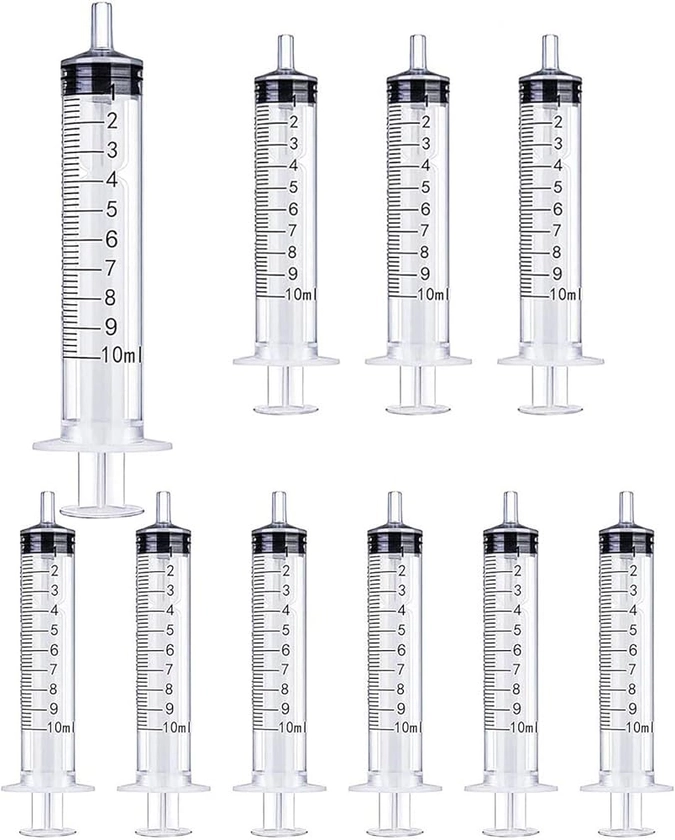 GSSFASHION Lot de 10 seringues de 10 ml/10 cc sans aiguille pour l'artisanat, l'alimentation des animaux domestiques, l'industrie et la science (10 ml)