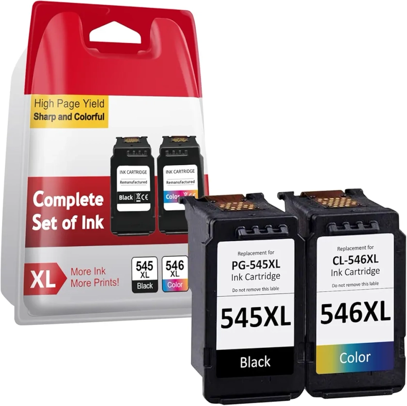 Cartouche 545-546, Cartouche Encre Sunnieink 545 et 546 XL Remplacement pour Encre Canon 545 546, pour Imprimante Pixma TS3150 TS3100 TS3300 TR4500 TS3450 MG2500 TS3350 MG2550s MX495, Noire et Couleur