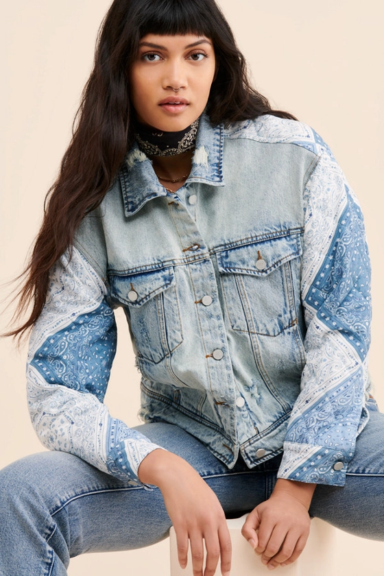 Bandana Sleeve Jean Jacket