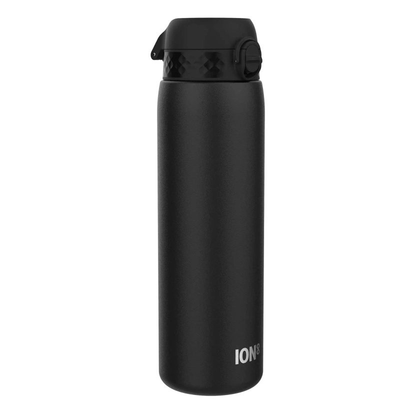 Leak Proof 1 Litre Water Bottle, Stainless Steel, Black, 1L - ION8