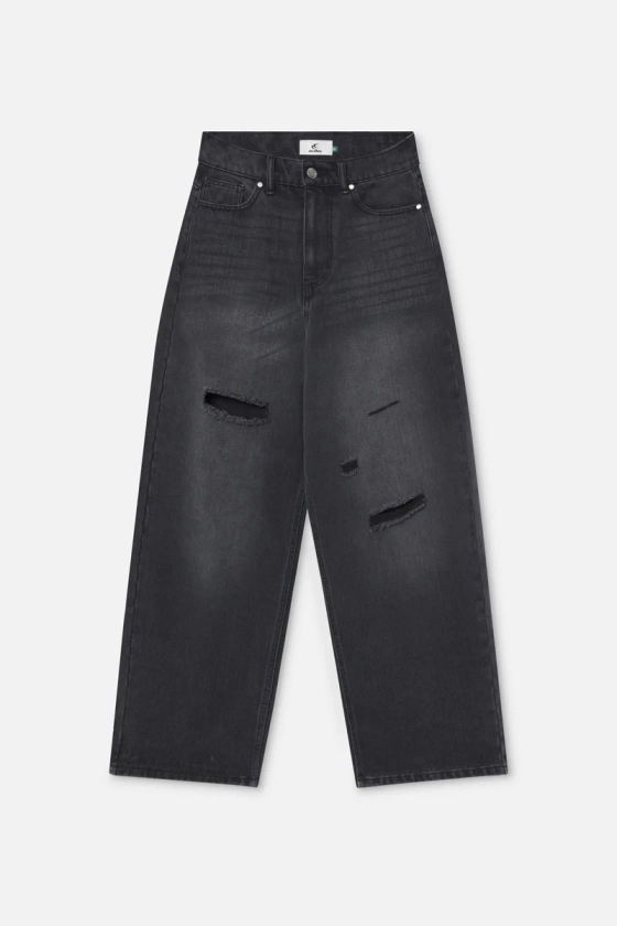 Jumbo Washed Black Ripped Pants