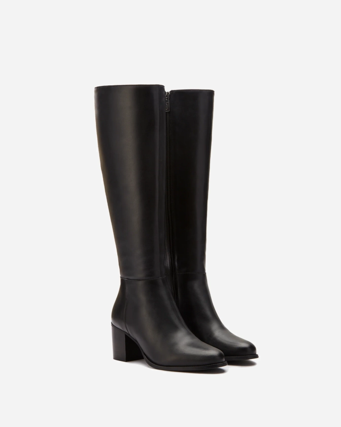 Dalia Tall Knee High Boots in Black Leather