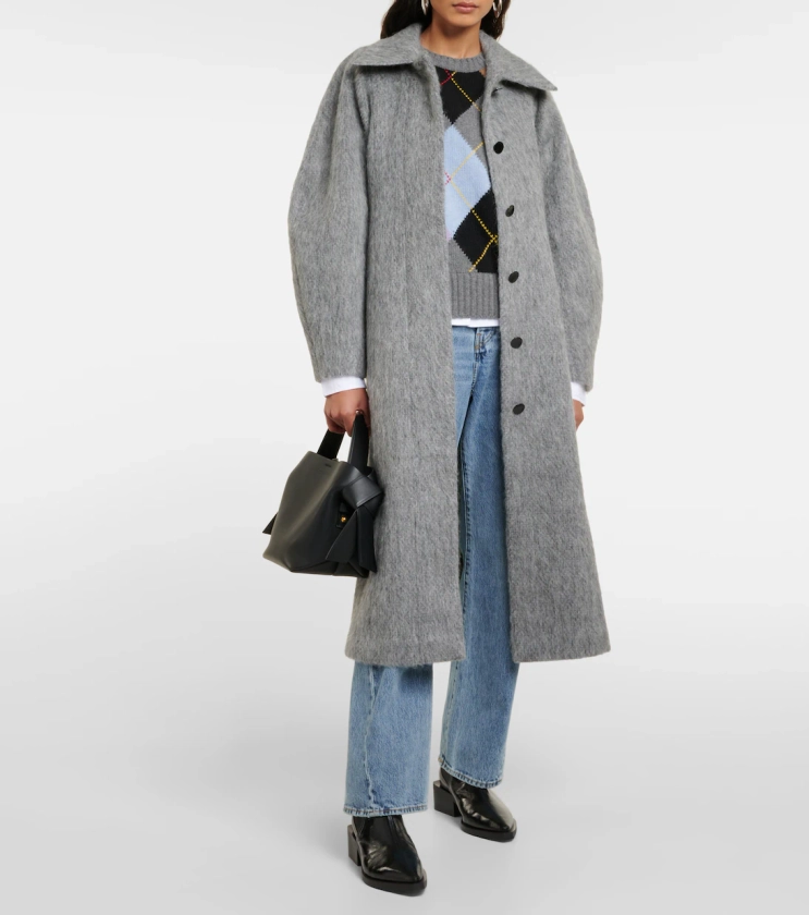 Wool-blend coat in grey - Ganni | Mytheresa