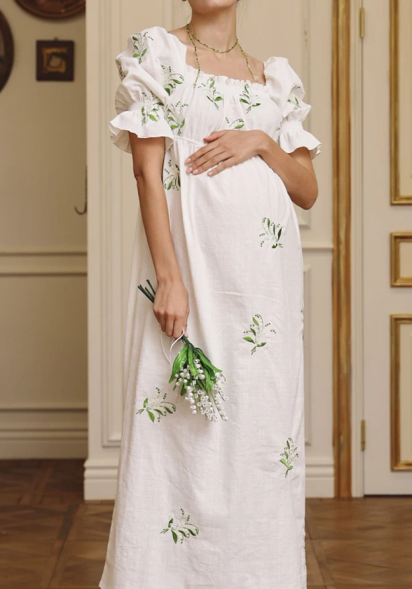 [PRE-ORDER] LINEN LILY EMBROIDERY MAXI DRESS