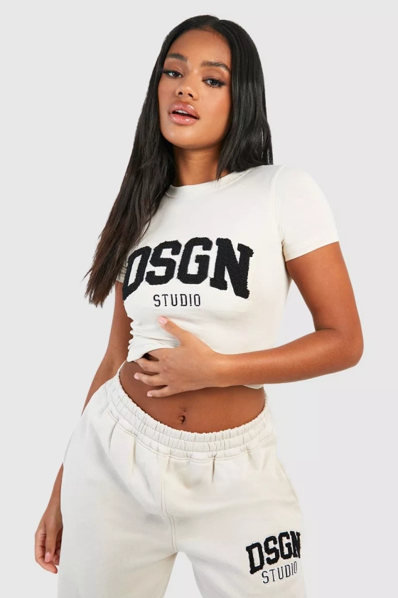 Dsgn Studio Towelling Applique Fitted T-shirt