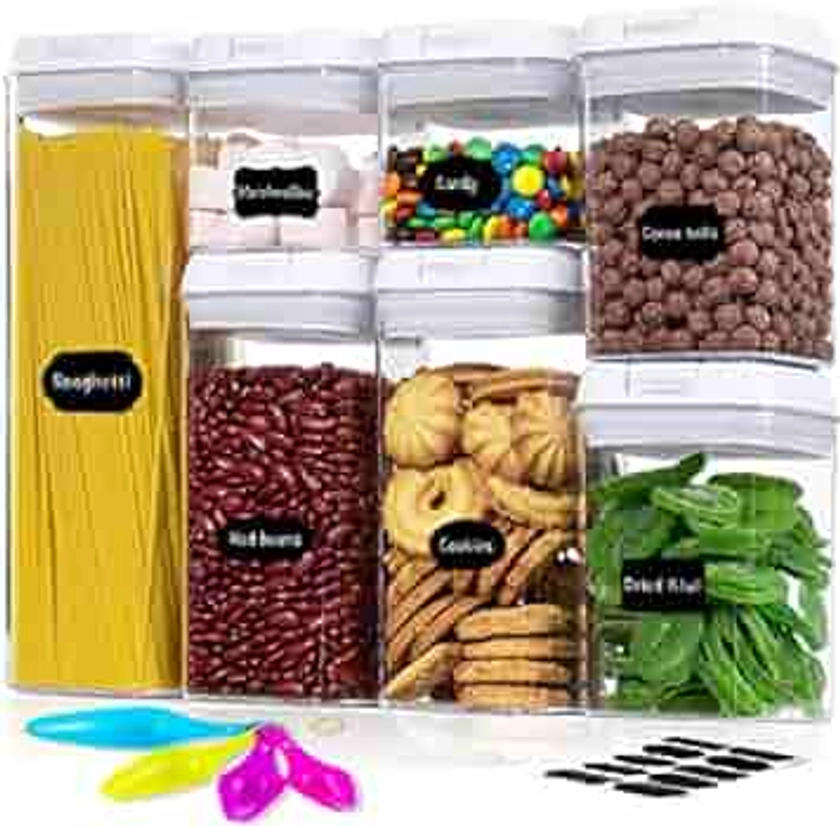 Guiwushiqi 7 Containers Plastic Airtight Food Storage Container for Kitchen Pantry Organization, BPA Free