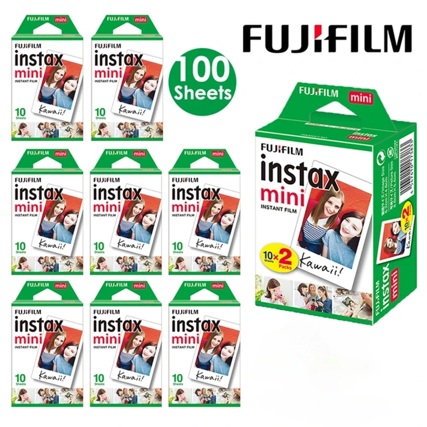 10-100 Sheets Fujifilm Instax Mini Film fresh date Fuji Instant Sheets 3 Inch Photo Paper for Fujifilm instax Mini 11 9 8 7s 70