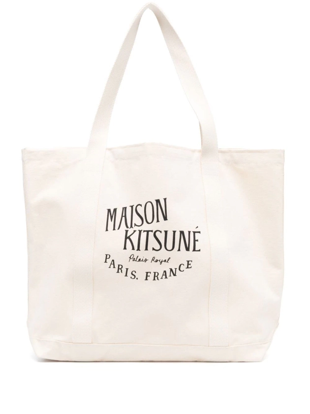 logo-print canvas tote bag