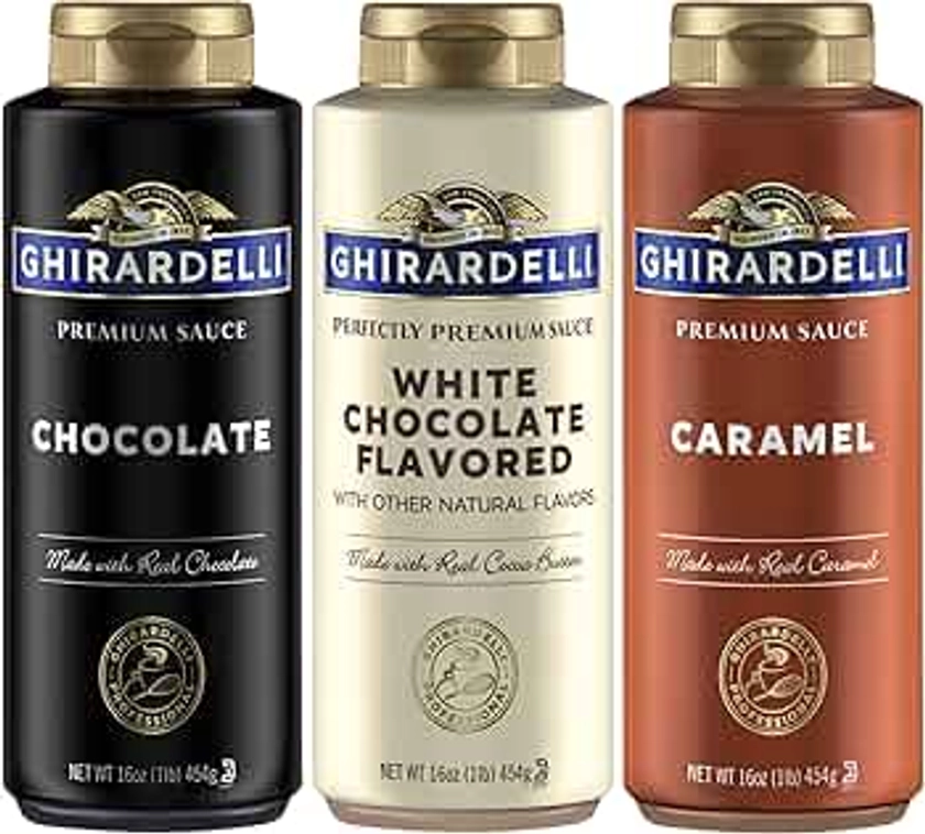 Ghirardelli Squeeze Bottles - Caramel, Chocolate & White Chocolate - Set of 3