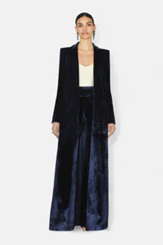 Sculpted Velvet Coat - Midnight