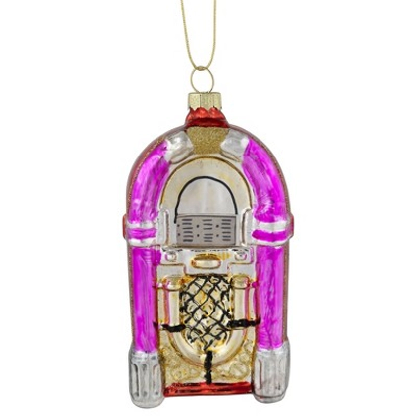 Northlight 5" Pink Retro Juke Box Glass Christmas Ornament