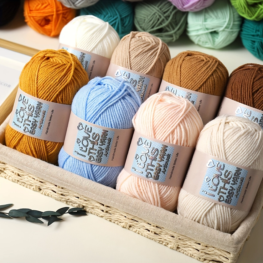 10pcs/set Mix Color Yarn Acrylic 80.00%, Rayon 20.00% Yarn, 4ply Yarn For Crocheting And Knitting Scarf Sweater Shawl Throw Blanket 1.66oz/pc 3543.31i