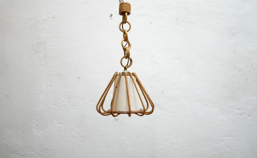 Vintage Rattan Pendant Lamp - Etsy Australia