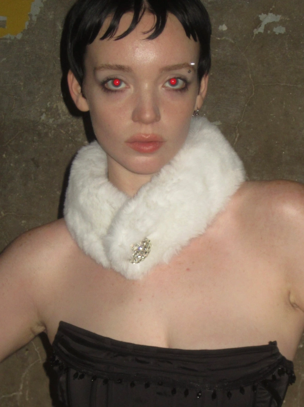 Faux Fur Scarf /White