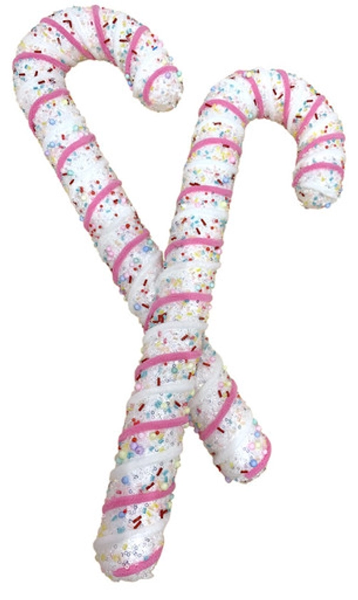 Set of 2 Pink and White Hanging Candy Canes (50cm)