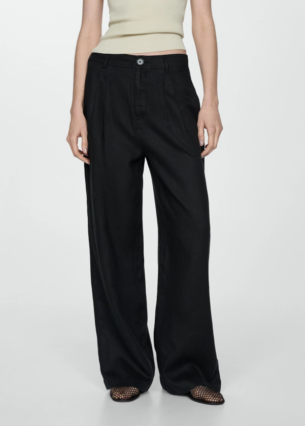 100% linen wideleg trousers