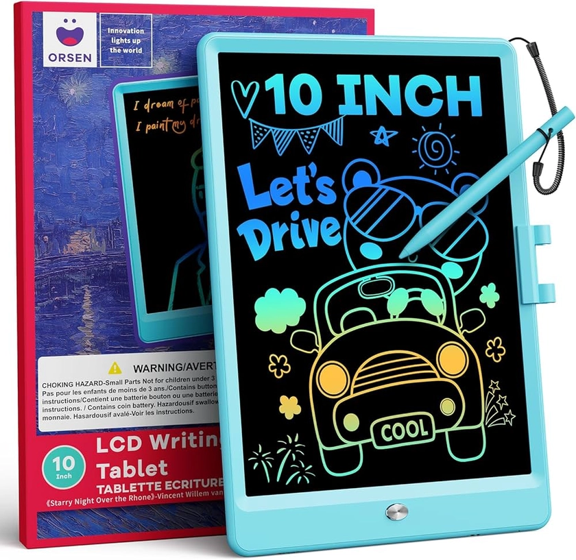 ORSEN Kids Toys LCD Writing Tablet 10-Inch, Magnetic Drawing Board for 3 4 5 6 7 8 Year Old Girls Boys Doodle Board, Educational Sensory Toys Drawing Pad for Easter, Halloween, Birthday Gifts (Blue) : Amazon.co.uk: Toys & Games