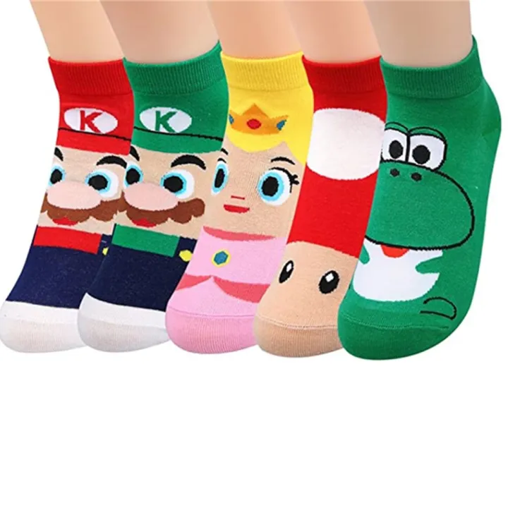 VCH Cute Girls Action Figure Toys Kids Girls Women Fuzzy Socks Anime Sock Odyssey Anime Socks Cartoon Mario Socks Super Mario Socks