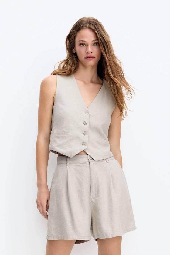 Basic linen-blend waistcoat