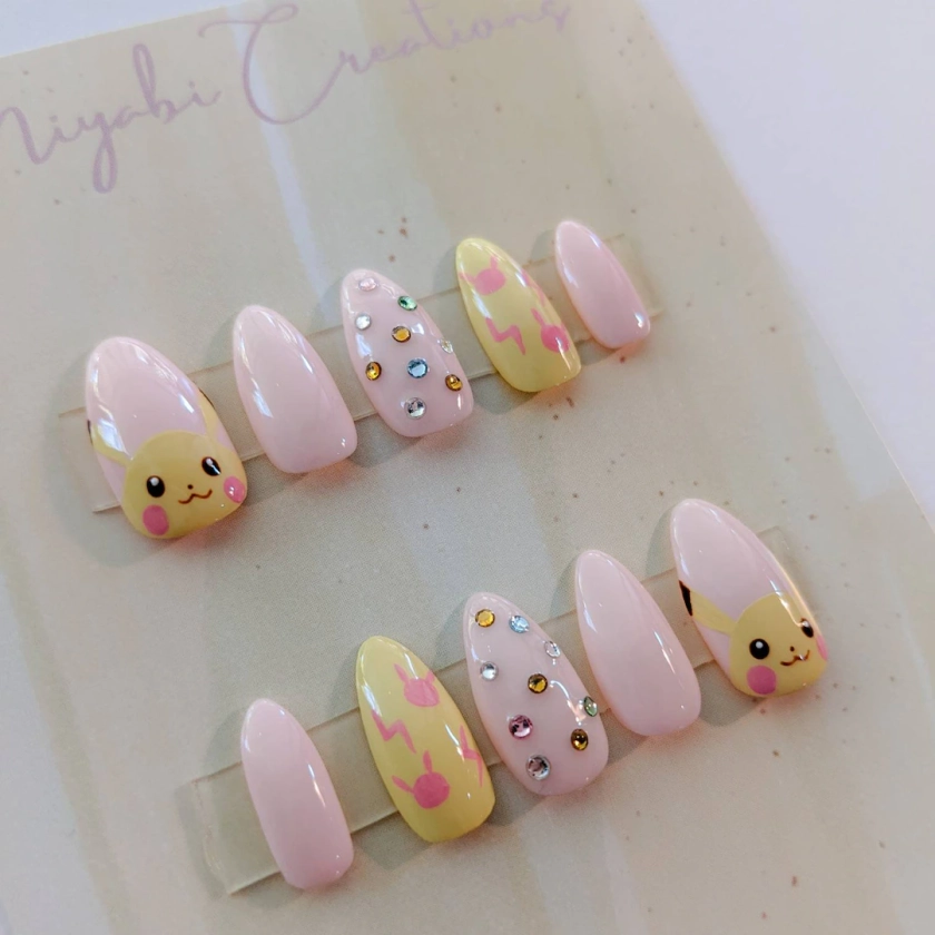 Pokemon Inspired Press-on Nails pikachu - Etsy Japan