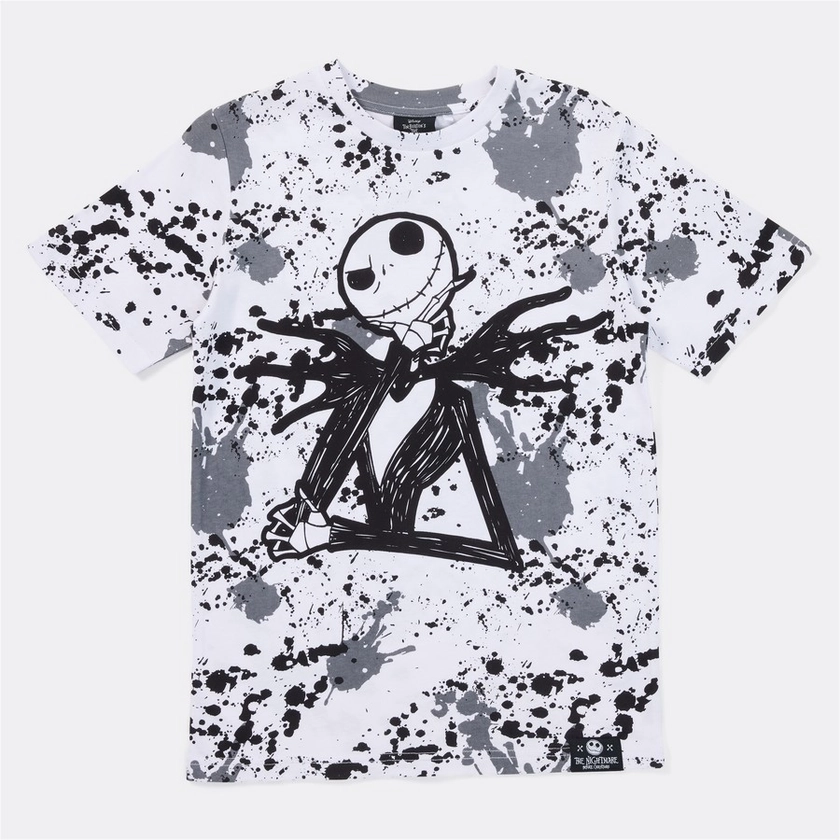 The Nightmare Before Christmas Boys Jack Skellington Print Tee - Black & White | BIG W