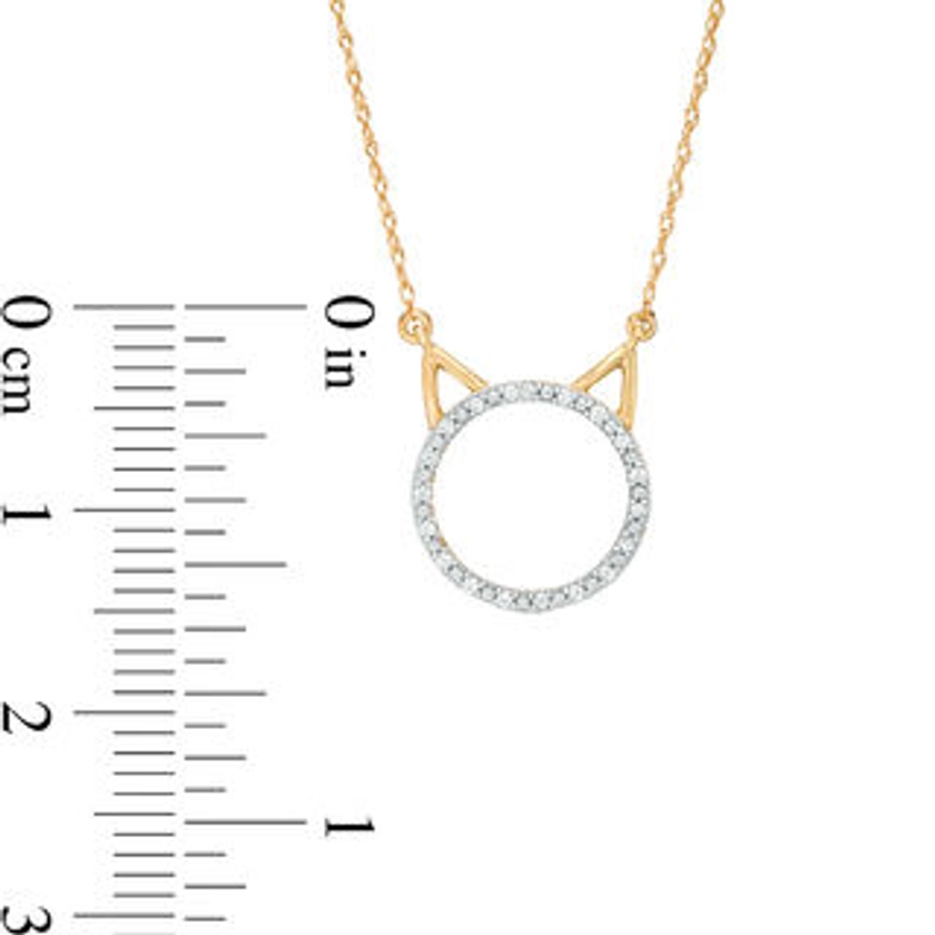 1/20 CT. T.W. Diamond Cat Necklace in 10K Gold