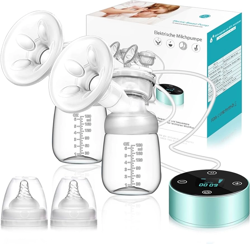 PiAEK Breast Pump, Electric Breastfeeding Pump 3 Modes 10 Levels Dual Rechargeable Nursing Double Breast Milk Pump Massage with Touchscreen LED BPA Free