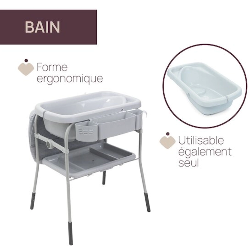 Combi bain et change Cuddle & Bubble Grey Melange Chicco, Tables à langer : Aubert Belgique