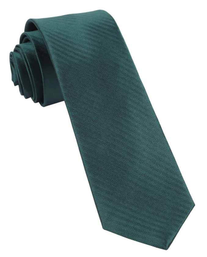 Sound Wave Herringbone Hunter Green Tie | Silk Ties | Tie Bar