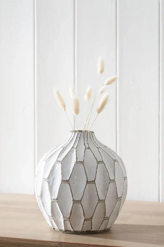 Buy Pacific White Gaudi Stoneware Geometric Stone Vase from the Next UK online shop