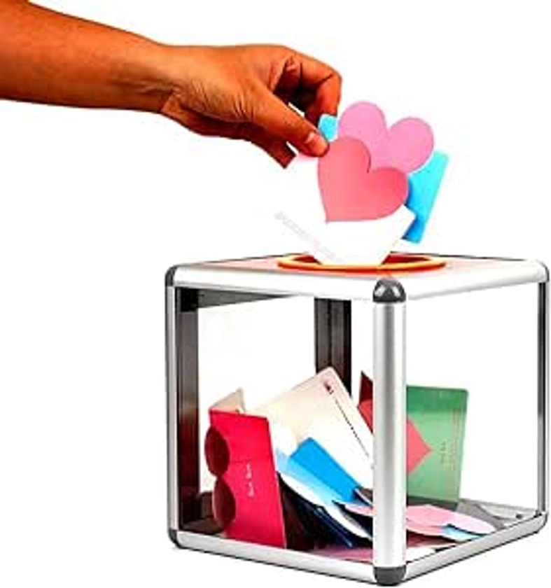 WANLIAN Boîte à dons en acrylique avec serrure en acrylique, boîte de vote/de recommandation, boîte de rangement transparente