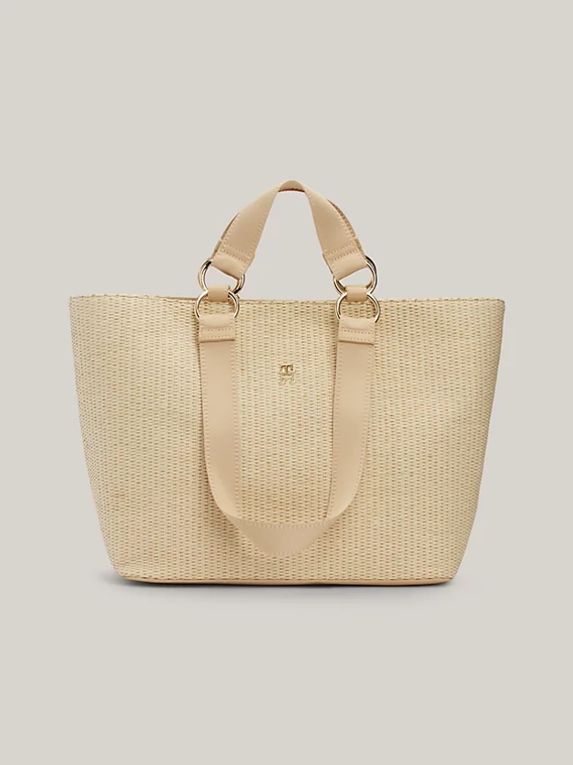 TH City Small Straw Tote | Beige | Tommy Hilfiger