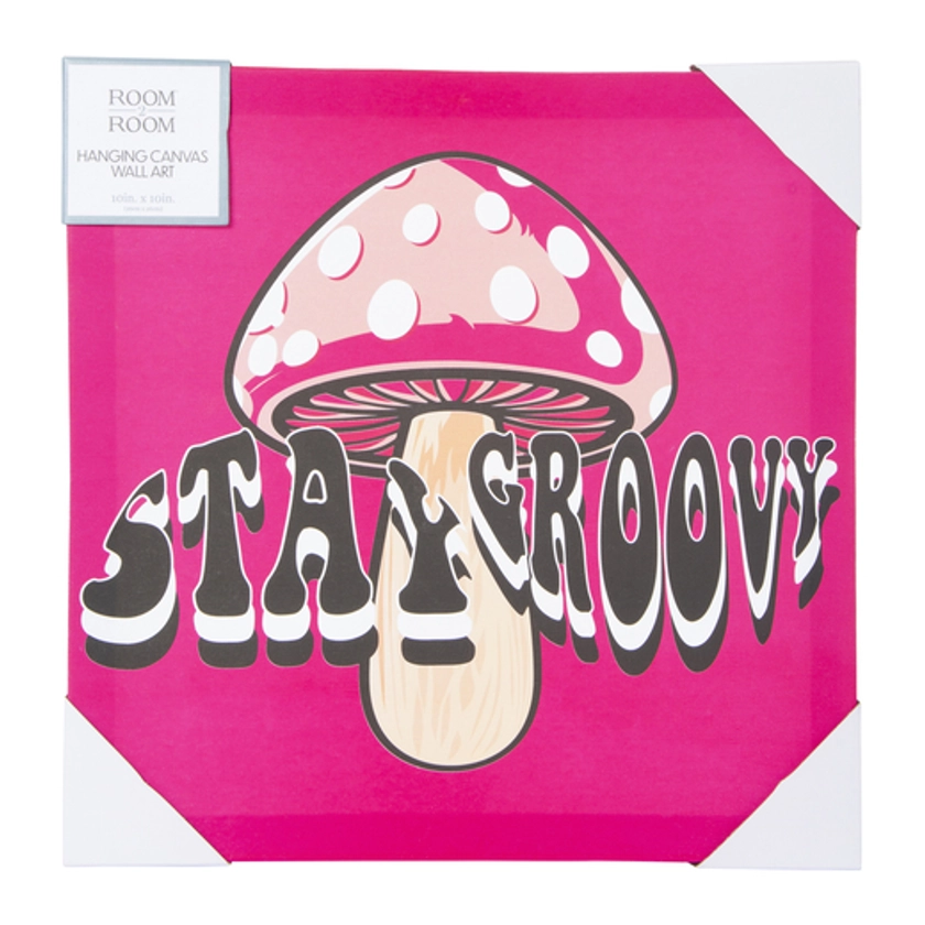 hanging canvas wall art 10in - stay groovy mushroom