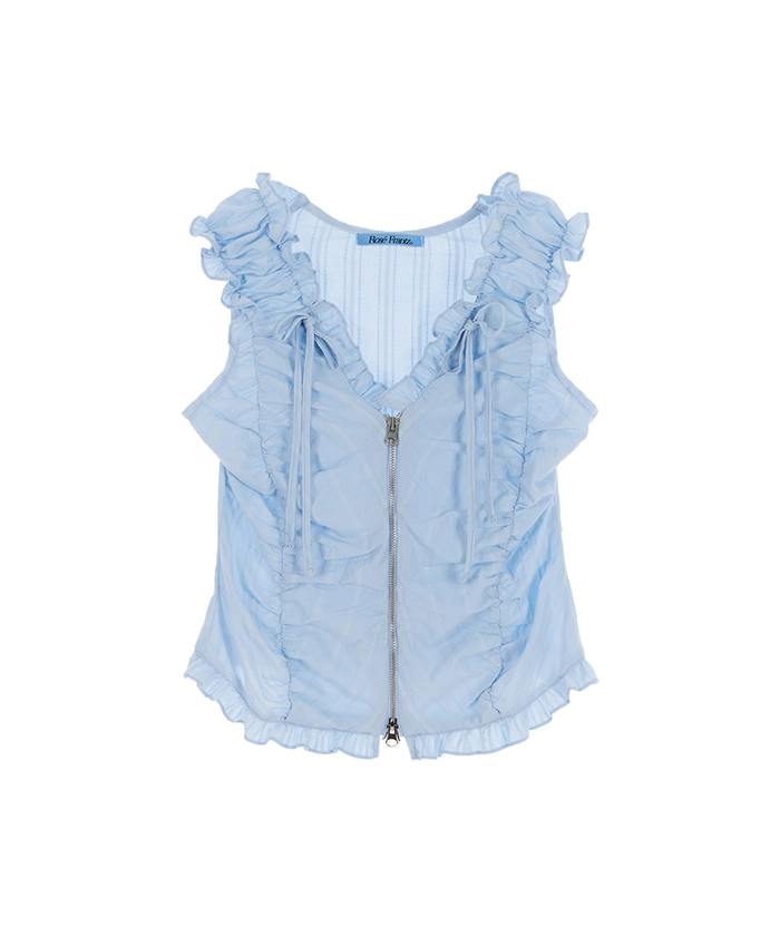 [리퍼브] Two-way Frill Ribbon Sleeveless [Summer Blue]