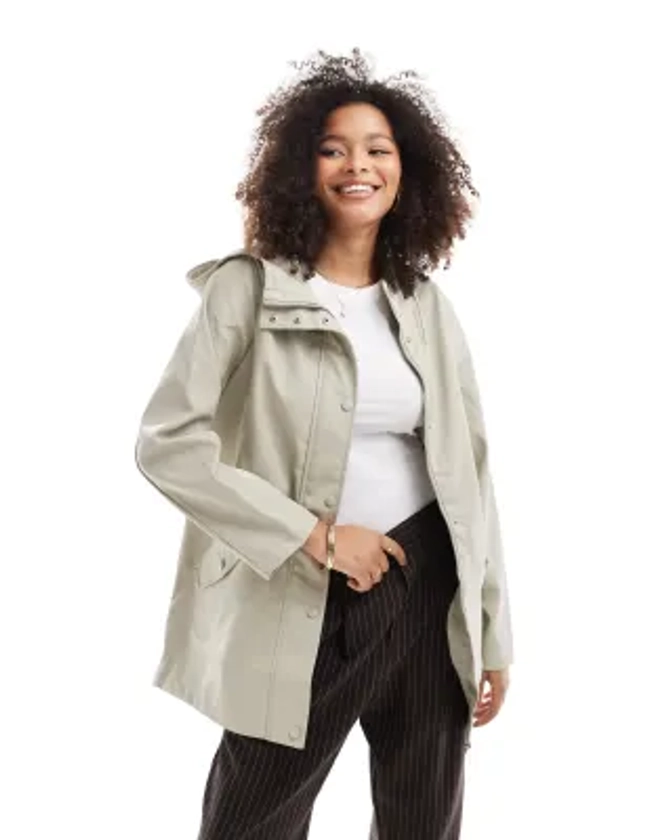 Vero Moda - Imperméable enduit à capuche - Taupe | ASOS