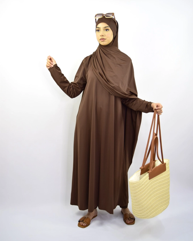 Burkini 5 Pieces Set Muslim Swimsuit Coffee - Ina Collection