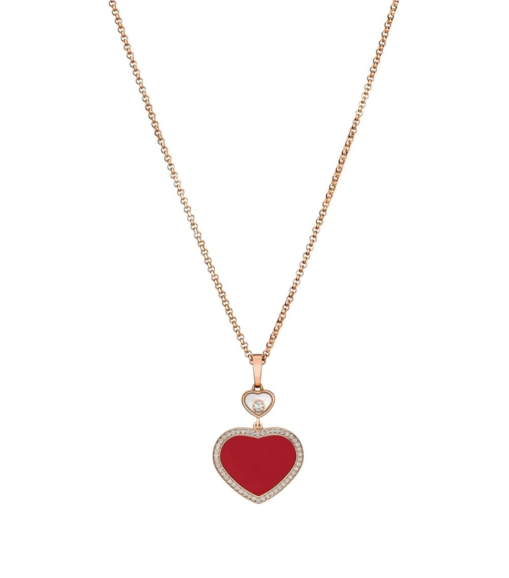 Chopard Rose Gold and Diamond Happy Hearts Pendant | Harrods DK