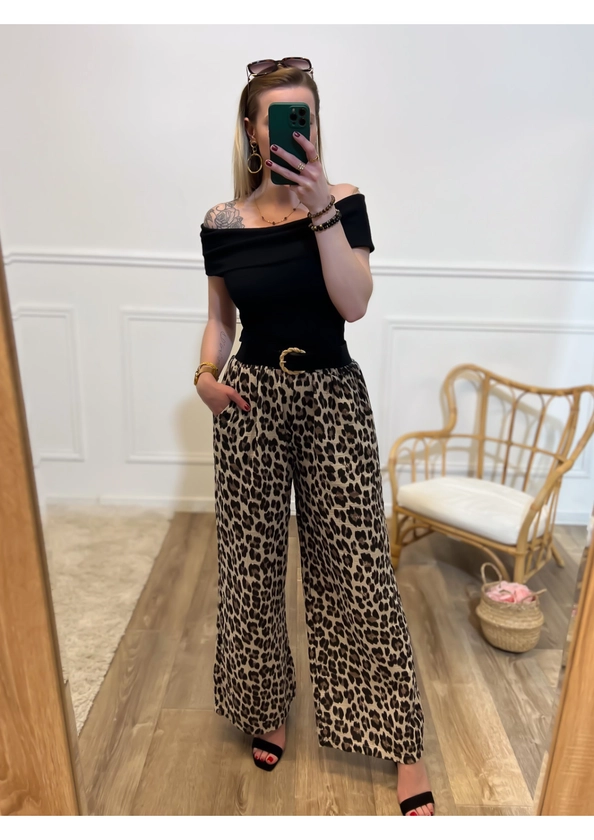 Pantalon en gaze de coton léopard - VAE