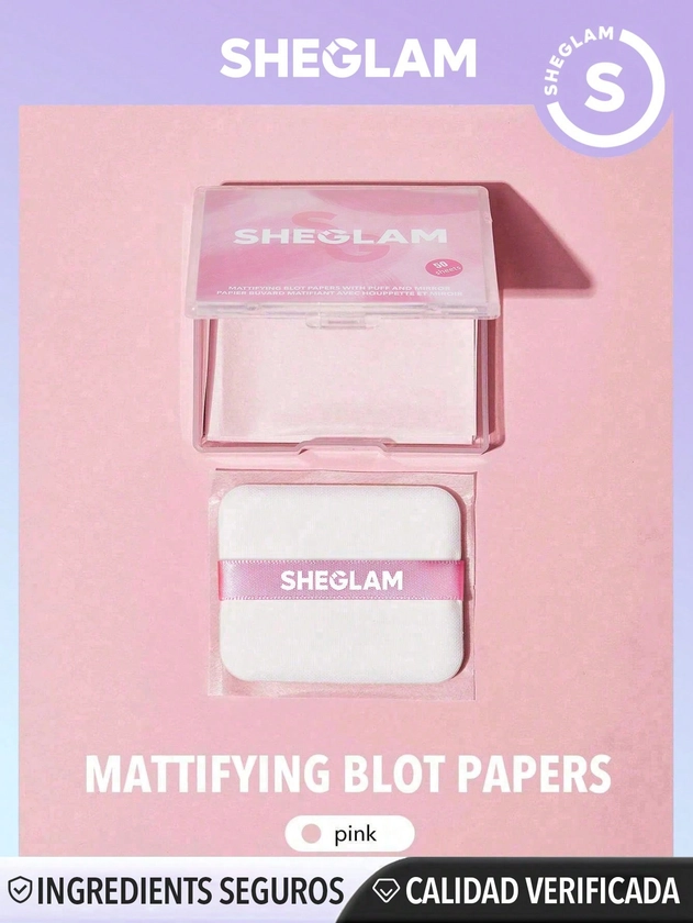 SHEGLAM Mattifying Blot Papers With Puff and Mirror 50 Pcs-Rose Portable Oil Control Film Absorb Excess Oil Makeup Friendly Black Friday Facial Cleaning Tool