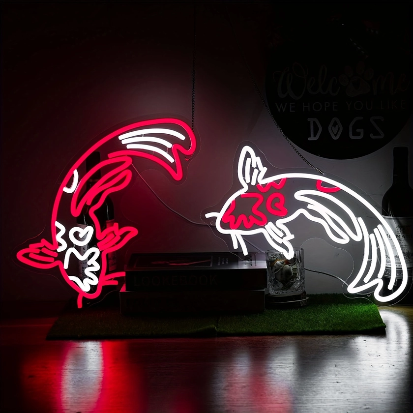 Fish Koi Neon Sign Usb Powered Fish Led Neon Sign Wall Decor - Temu