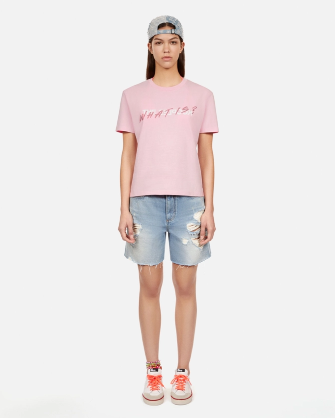 T-shirt What is rose avec strass