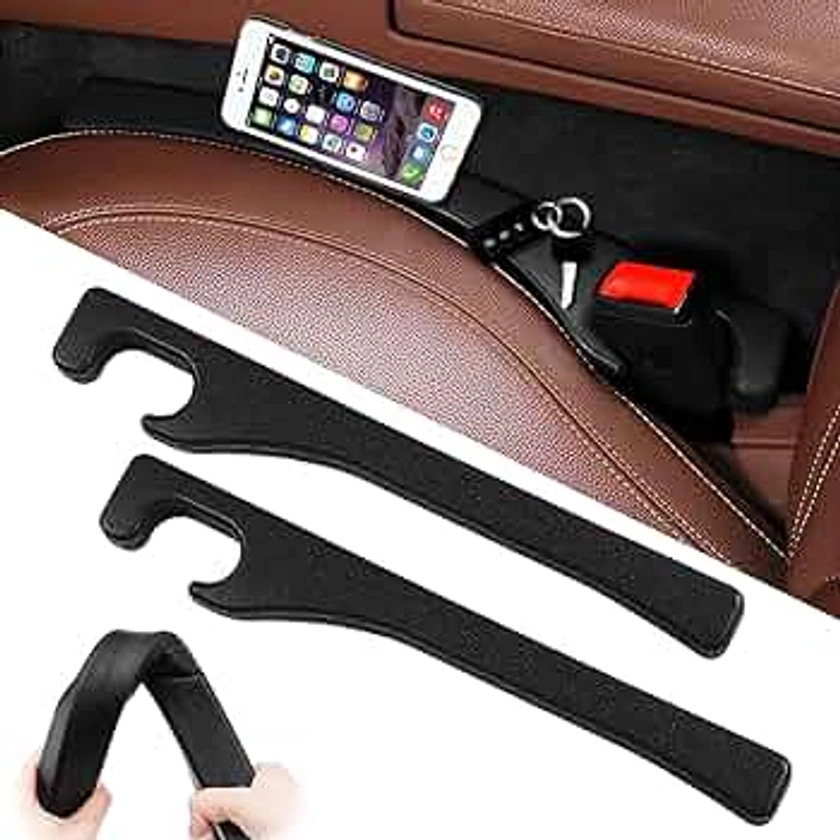 Car Seat Gap Filler 2 Pack Universal for Car SUV,Car Seat Gap Fillers with Seat Belt Holes to Fill The Gaps Between Seat and Console Blocker-Black