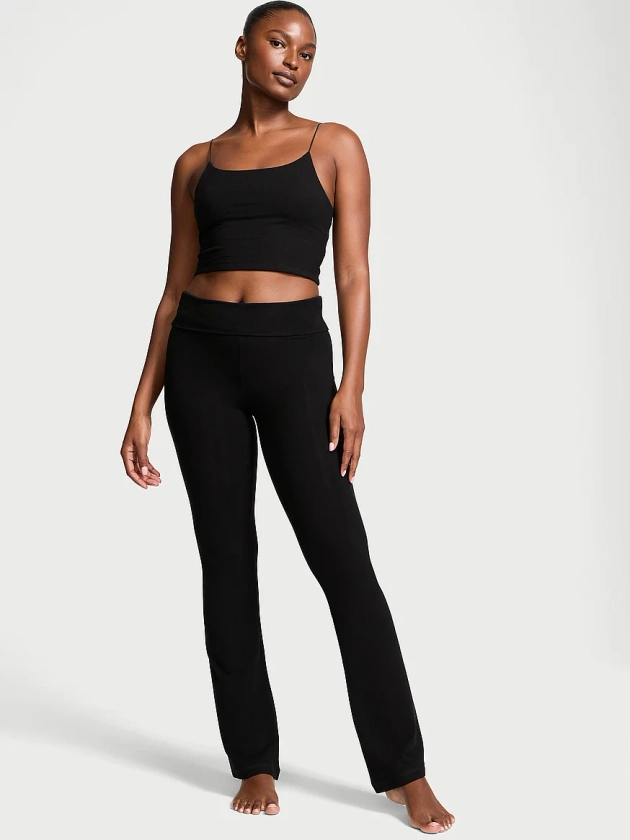 Buy Cotton Foldover Flare Legging - Order Bottoms online 1125658700 - Victoria's Secret US