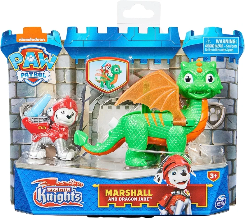 Paw Patrol, Rescue Knights Marshall and Dragon Jade Action Figures Set, Kids’ Toys for Ages 3 and up